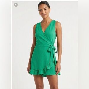 Elegant Green Wrap Jumpsuit (romper) Size L